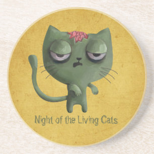 Zombie Cat Sandstone Coaster