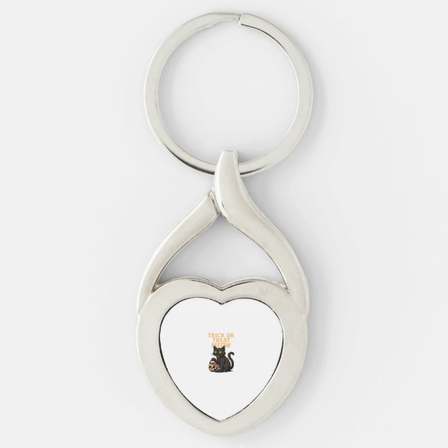 Zombie Cat – Trick or Treat Meow Halloween Design  Keychain (Front)