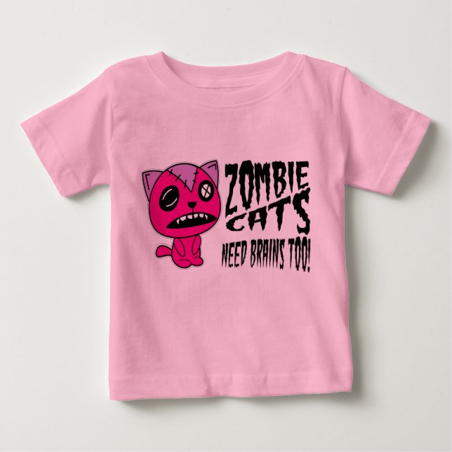 zombie Cats need Brains Too! Baby T-Shirt (Front)