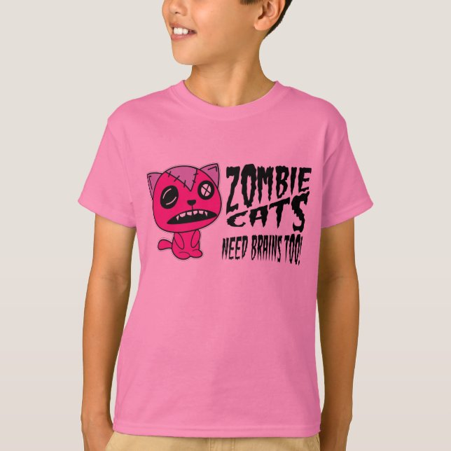 Zombie Cats need Brains Too! T-Shirt (Front)