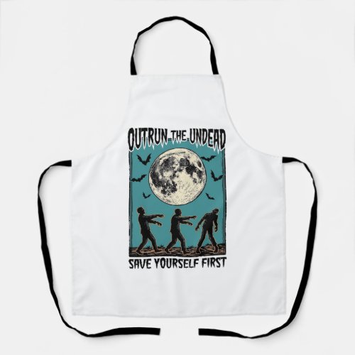 Zombie Chase Shirt Vintage Undead Escape Graphic_1 Apron
