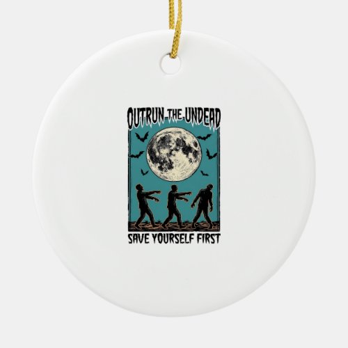 Zombie Chase Shirt Vintage Undead Escape Graphic_1 Ceramic Ornament