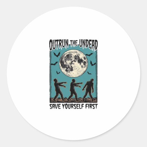 Zombie Chase Shirt Vintage Undead Escape Graphic_1 Classic Round Sticker