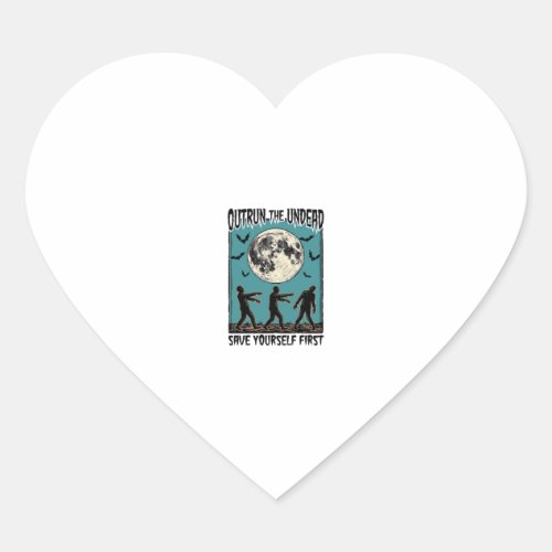 Zombie Chase Shirt Vintage Undead Escape Graphic_1 Heart Sticker