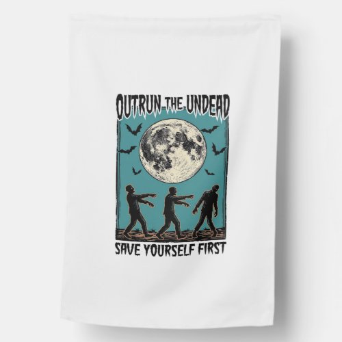 Zombie Chase Shirt Vintage Undead Escape Graphic_1 House Flag