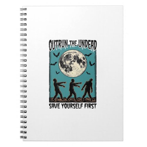 Zombie Chase Shirt Vintage Undead Escape Graphic_1 Notebook