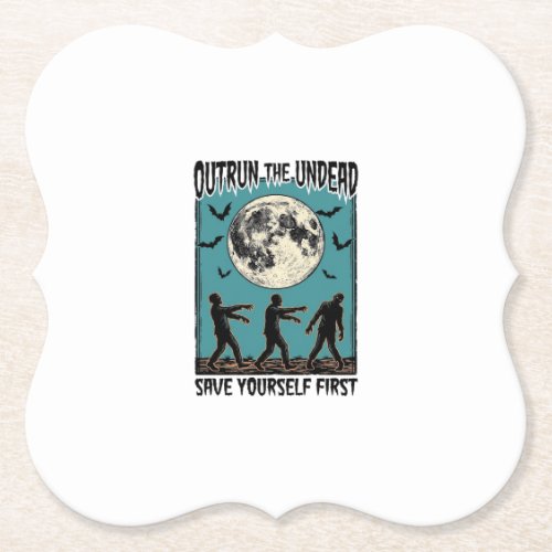 Zombie Chase Shirt Vintage Undead Escape Graphic_1 Paper Coaster