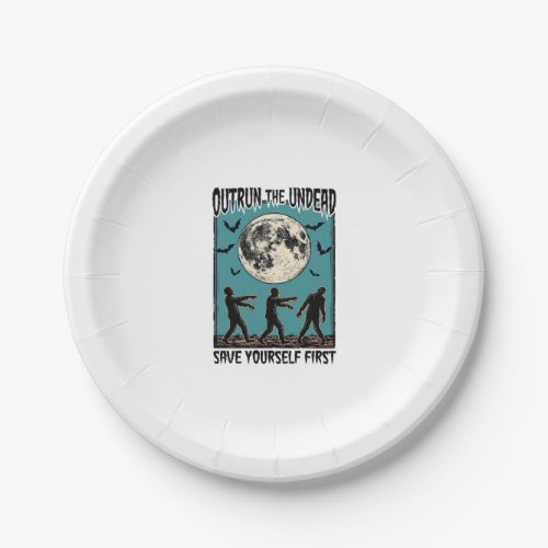 Zombie Chase Shirt Vintage Undead Escape Graphic_1 Paper Plates