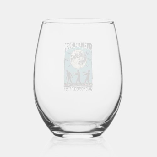 Zombie Chase Shirt Vintage Undead Escape Graphic_1 Stemless Wine Glass