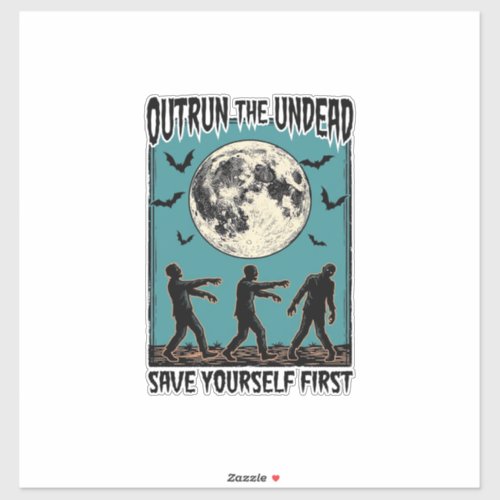 Zombie Chase Shirt Vintage Undead Escape Graphic_1 Sticker