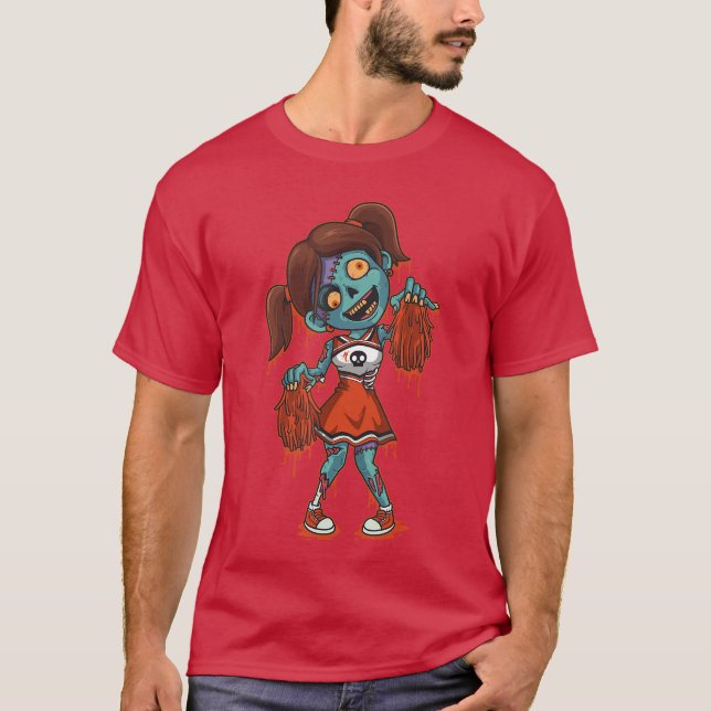 Zombie Cheerleader Halloween Trick or Treat Gift T-Shirt (Front)