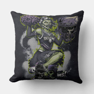 Zombie Cheerleader Horror Art Throw Pillow