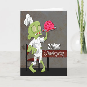 Zombie Chef with Prepared Brain for Thanksgiving Holiday Card