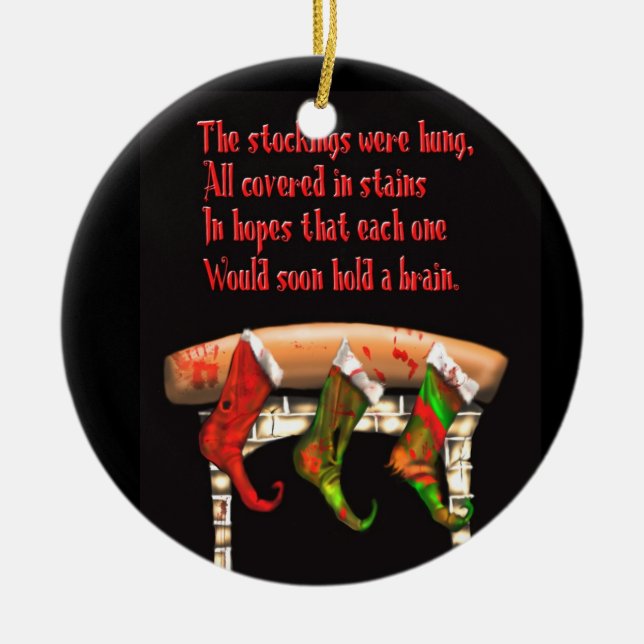 zombie christmas ceramic ornament (Front)