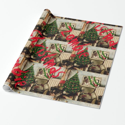 Zombie Christmas color wrapping paper