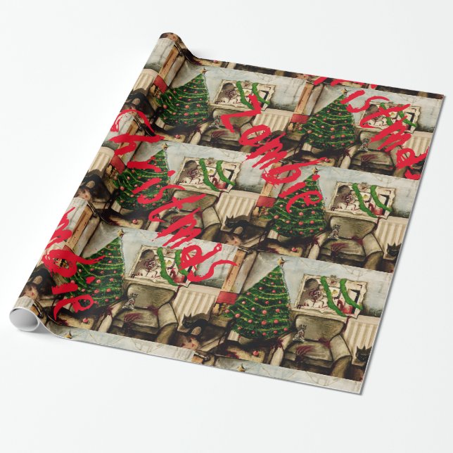 Zombie Christmas color wrapping paper (Unrolled)