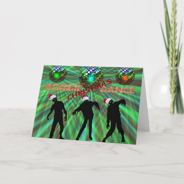 Zombie Christmas Disco Dance Holiday Card (Front)