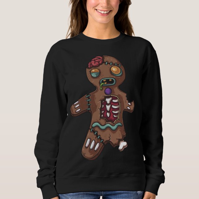 Zombie Christmas Gingerbread Man Funny X-Mas Holid Sweatshirt (Front)