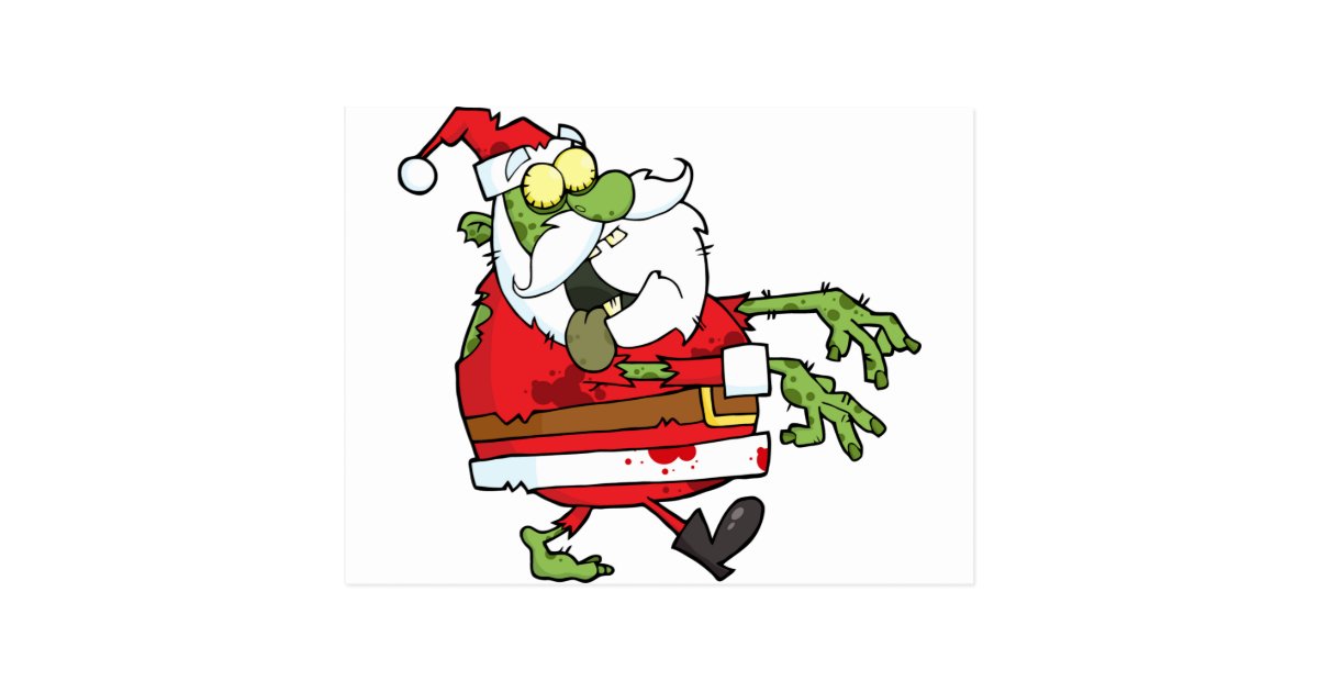 Zombie Christmas Santa funny Postcard | Zazzle