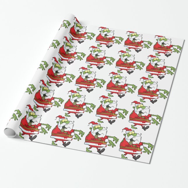 Zombie Christmas Santa funny Wrapping Paper (Unrolled)