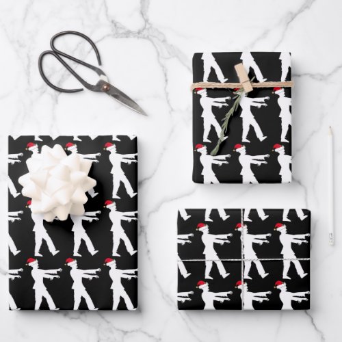 Zombie Christmas Scary Black Goth Horror Holiday Wrapping Paper Sheets