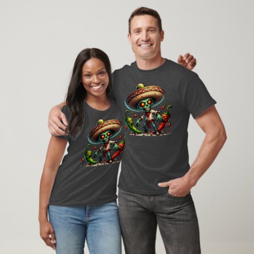 Zombie Cinco de Mayo Man and Hot Peppers T_Shirt