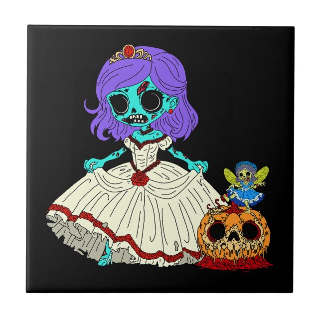 Zombie Cinderella Ceramic Tile (Front)