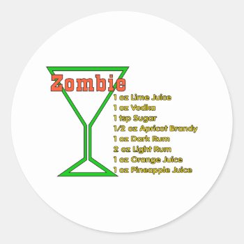 Zombie Classic Round Sticker by orsobear at Zazzle