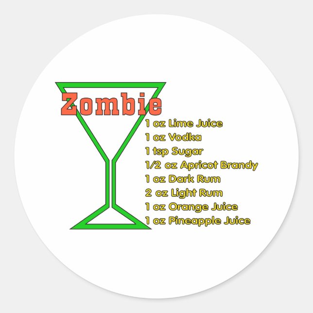 Zombie Classic Round Sticker (Front)