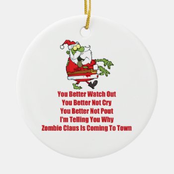 Zombie Claus (green) Ceramic Ornament by thezombiezone at Zazzle