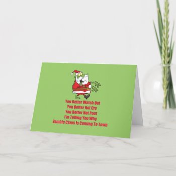 Zombie Claus (green) Holiday Card by thezombiezone at Zazzle