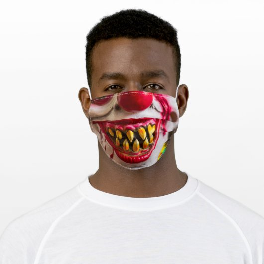 Zombie Clown Adult Cloth Face Mask (Worn)