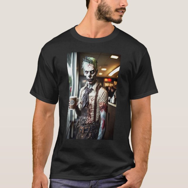 Zombie Coffee Barista   Zombies In Everyday Life S T-Shirt (Front)