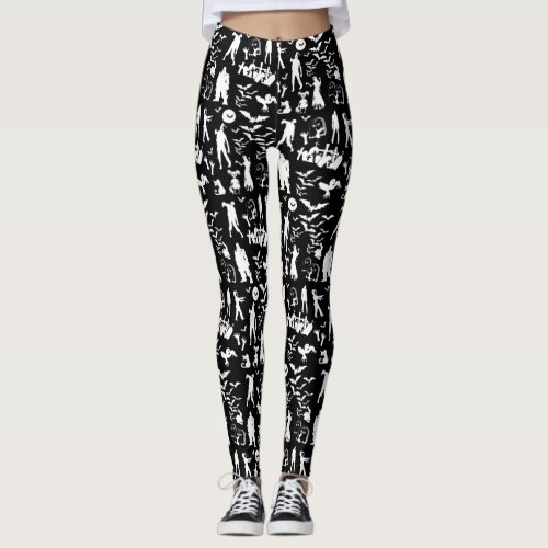 Zombie Collage Halloween Leggings