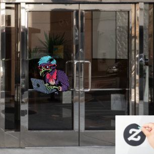 Zombie Computer Crow Window Cling