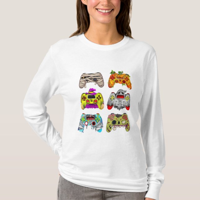  Zombie Controller Halloween T-Shirt for Gamers (Front)