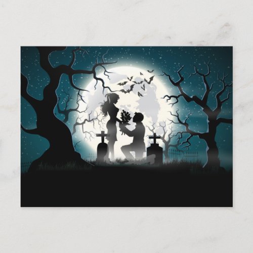 Zombie Couple in Graveyard Postcard
