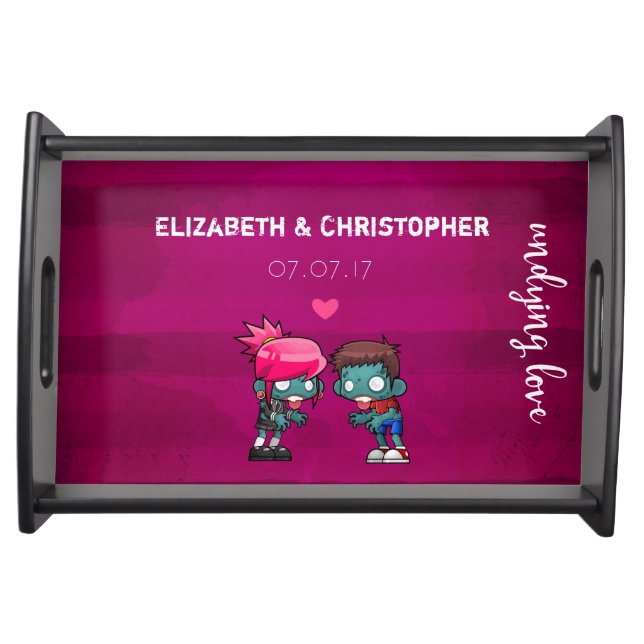 Zombie Couple In Love Wedding Commemorative Serving Tray (Front)