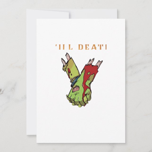 Zombie Couple Till Death Do Us Part Classic Style Holiday Card (Front)
