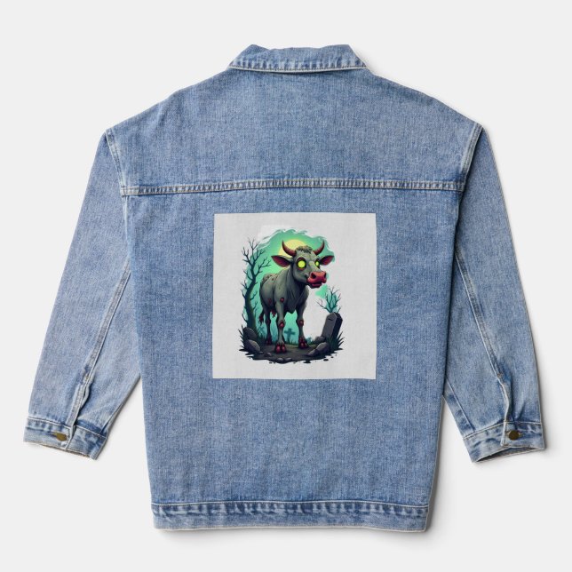 Zombie Cow Apocalypse Denim Jacket (Back)