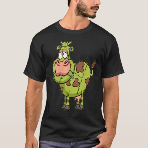 Zombie Cow Lazy Halloween Costume  Farm Animal Far T_Shirt