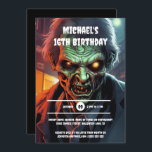 Zombie creature cartoon halloween party boys invitation<br><div class="desc">Unleash Your Inner Monster with the Ultimate Zombie Invitation! Dive into the dark, spooky fun this Halloween with our chilling 5x7 digital invitation, designed for those who revel in the macabre. A ghastly zombie with mousy gray hair and a tattered, oversized jacket stares directly at you from the depths of...</div>