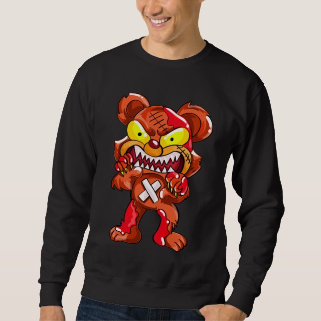 Zombie Creepy Kawaii Teddy Bear Sweatshirt (Front)