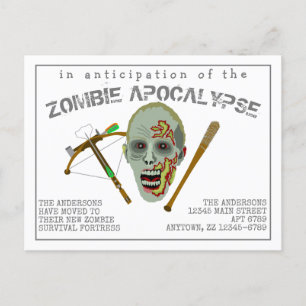Zombie Crossbow Bat Moving Funny New Address Announcement Postcard