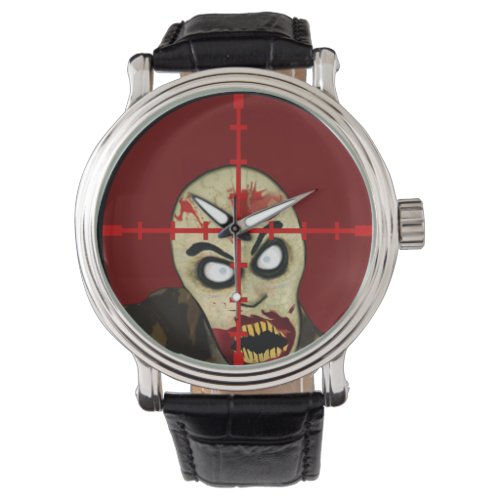 Zombie Crosshairs Wristwatch - A zombie in the crosshairs