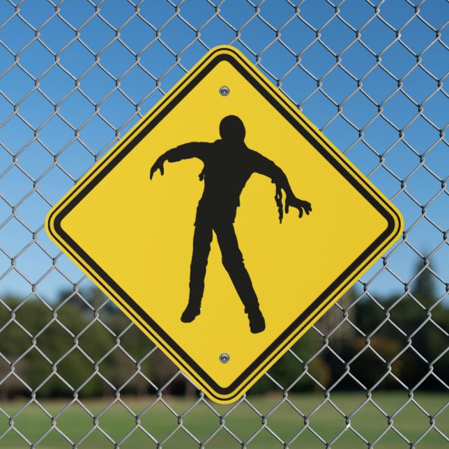 Zombie Crossing Metal Sign (In Situ(Fence))