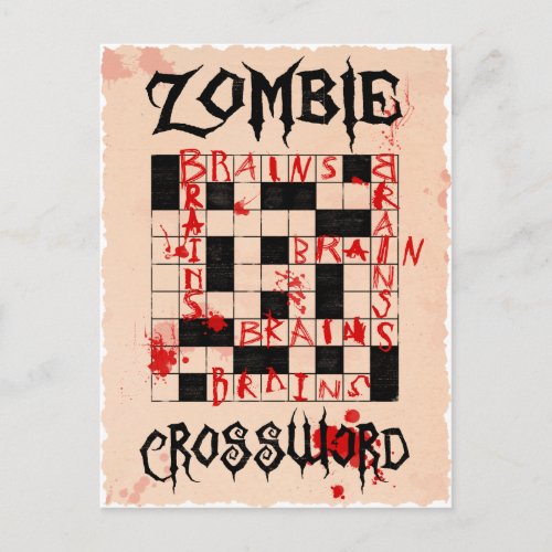 Zombie crossword postcard