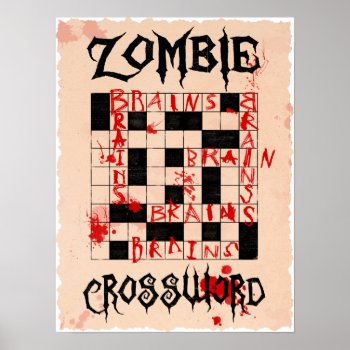 Zombie Crossword Poster by Muddys_Store at Zazzle
