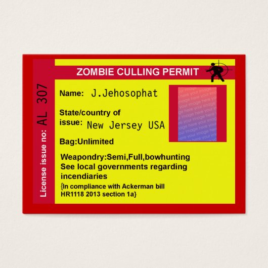 zombie culling permit (Front)