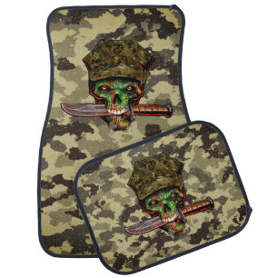 Zombie Dagger Soldier Military Camo  Car Floor Mat